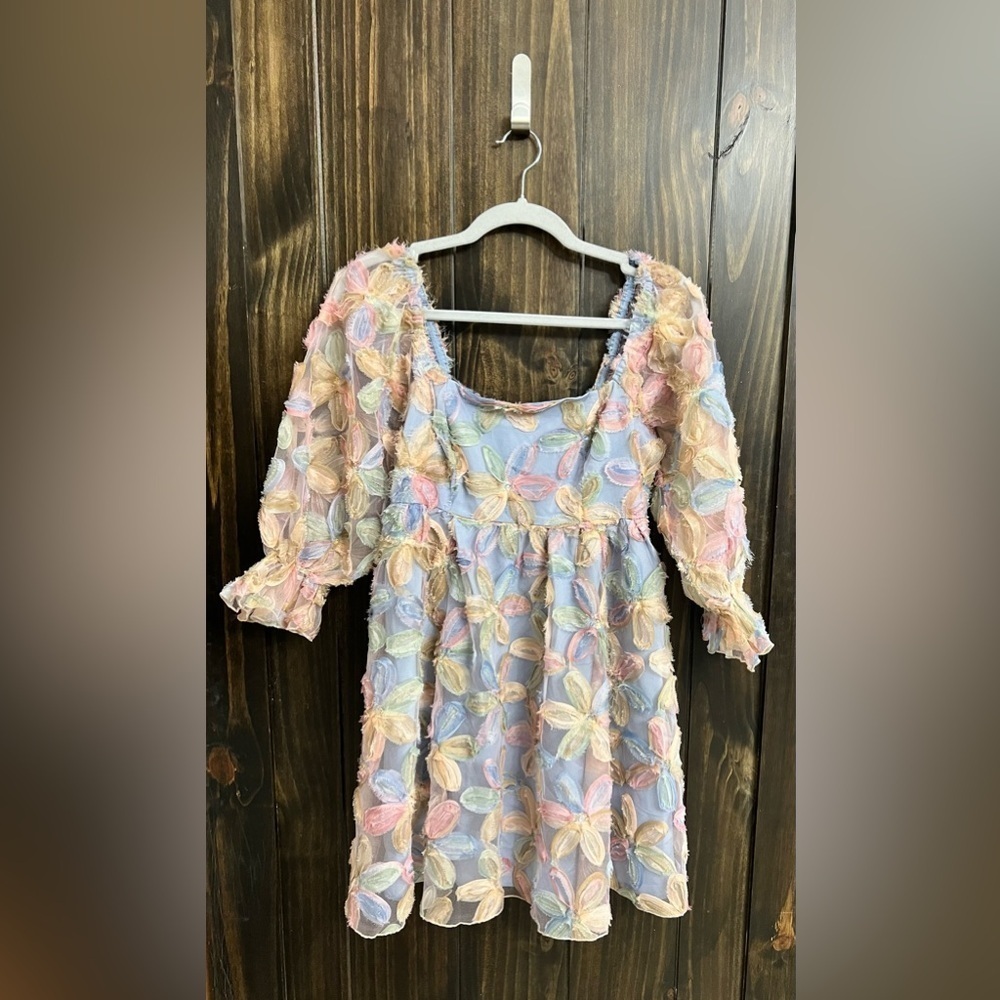 NWT: Allison + Kelly Pastel Floral Puff Sleeve Baby Doll Dress- Size: Small - Picture 3 of 13